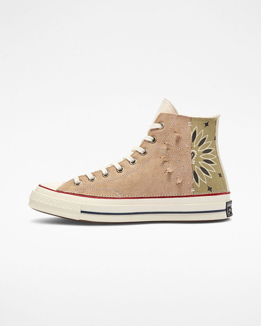 Zapatillas Altas Converse Chuck 70 LTD Paisley Suede Mujer Beige Marrones | PE 7WE8P0